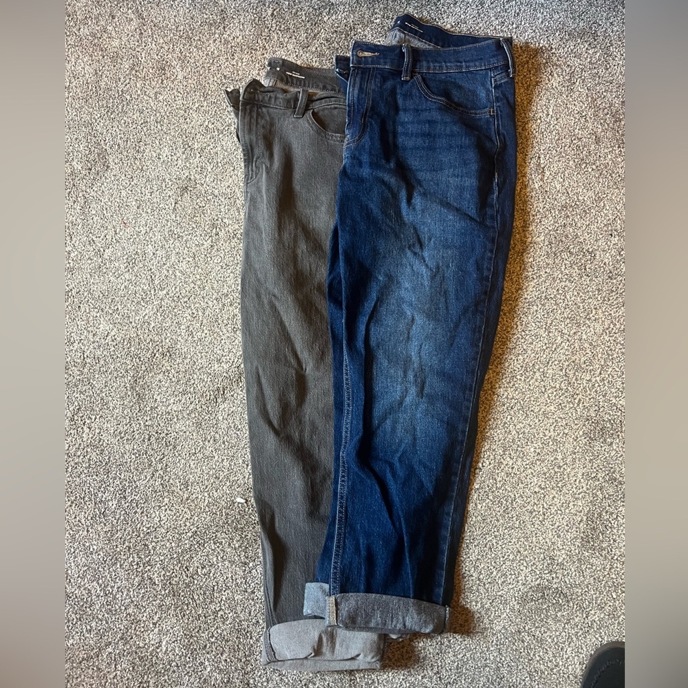 Set of 2 - Old Navy Mid Rose Boyfriend Blue and Gray Jeans